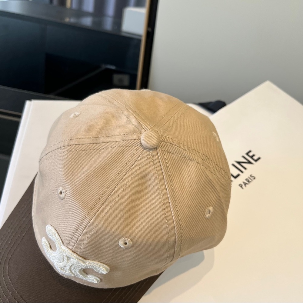 Celine Beige and Brown Triomphe Patch Baseball Cap - image 6